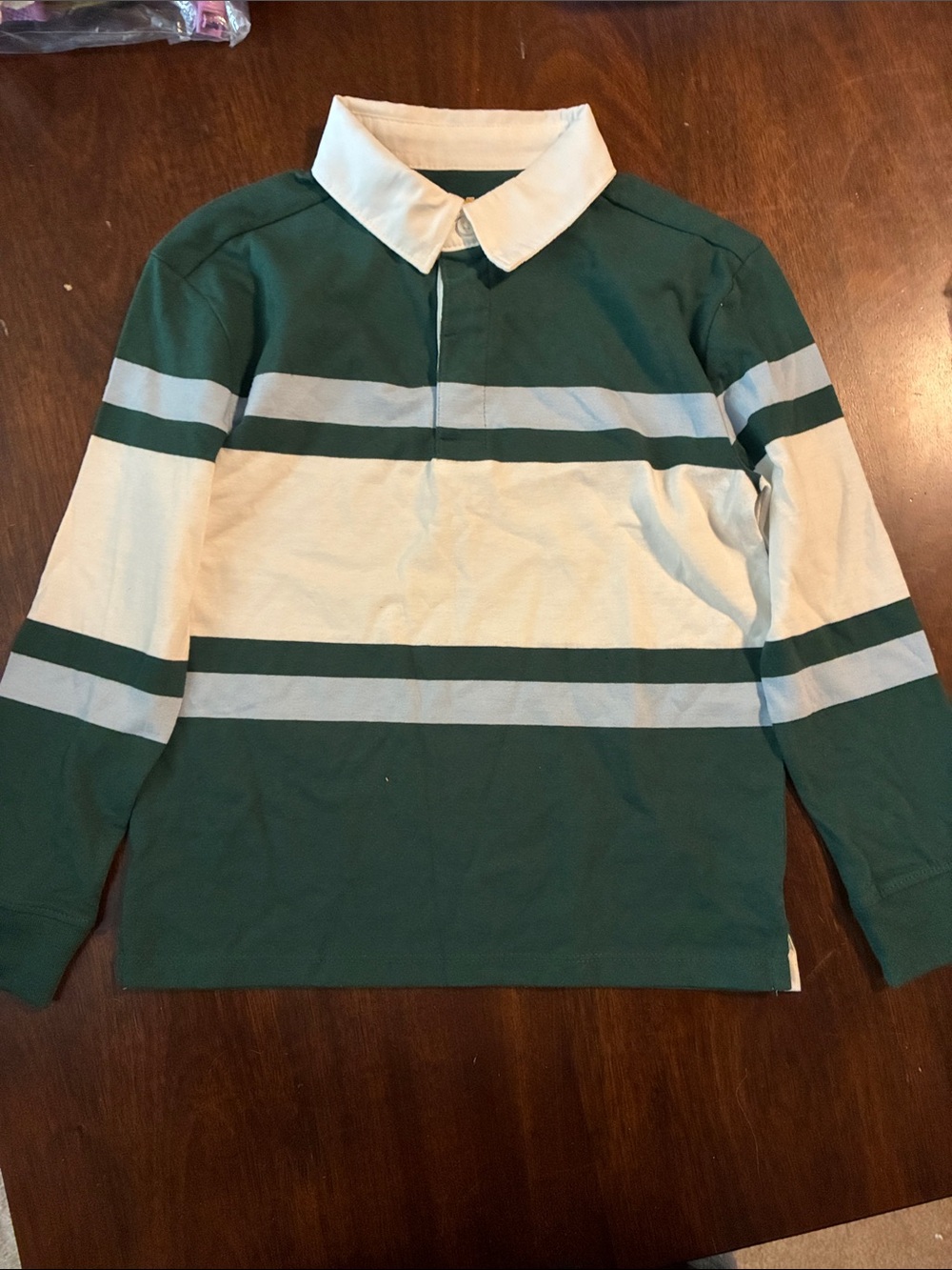 Cat & Jack Dark Green and Cream Rugby-Style Shirt